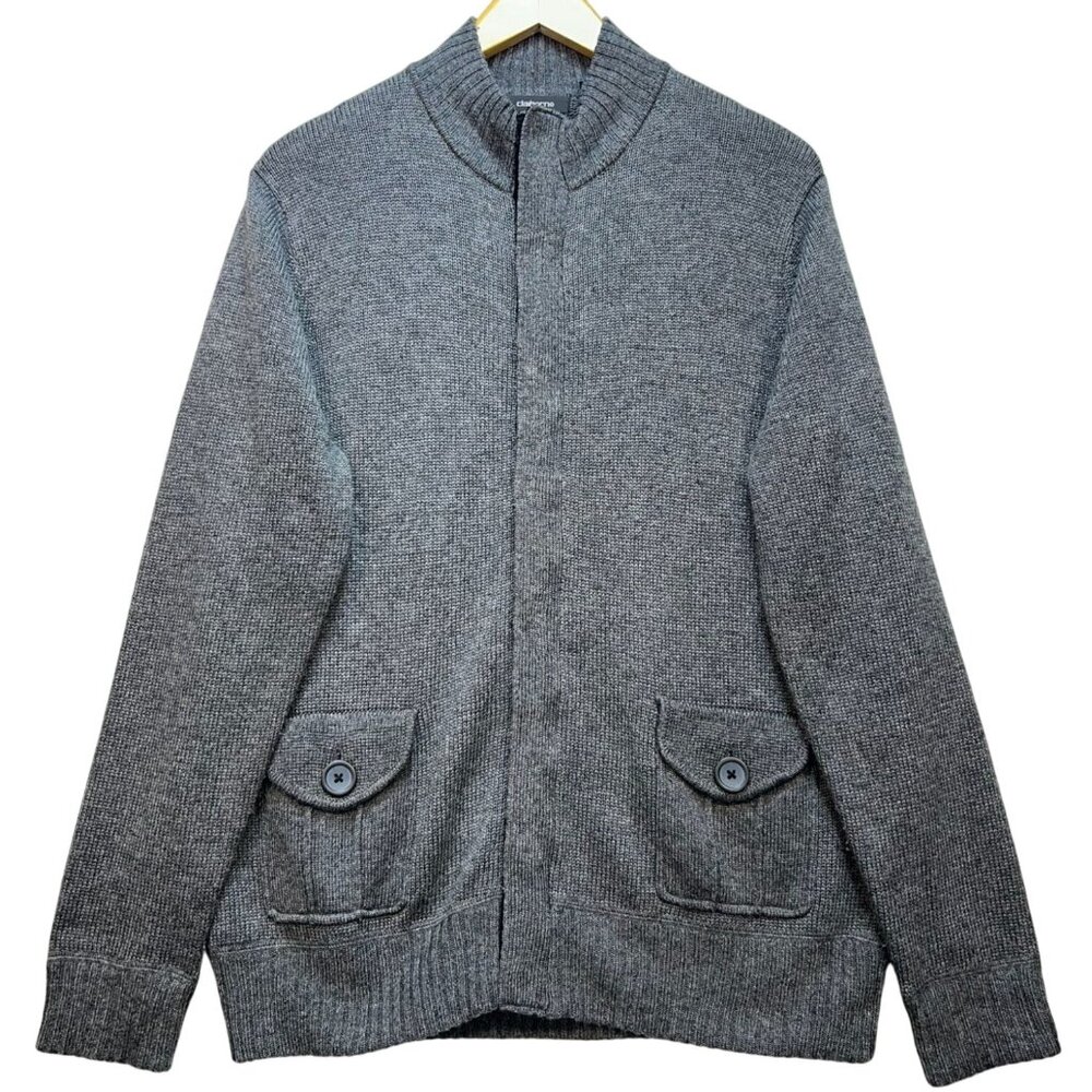 Claiborne Men's Wool Blend Cardigan Sweater Long Sleeve Size M Gray Pockets